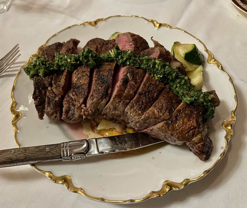 Casa Madre ribeye on gold-rimmed china